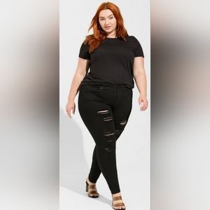 Bombshell Skinny Premium Stretch High Rise Deconstructed Jeans, 22 Short